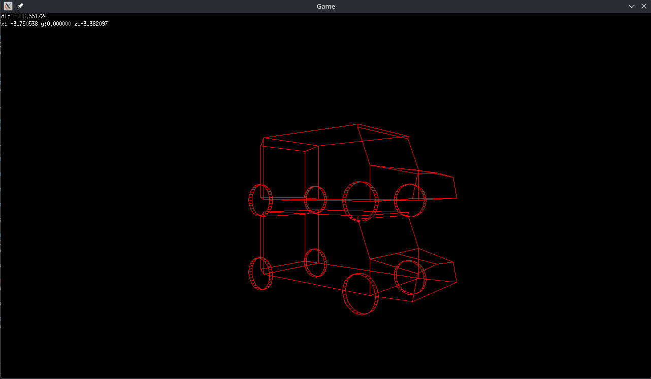 example showing a simple car model wireframe in the engine