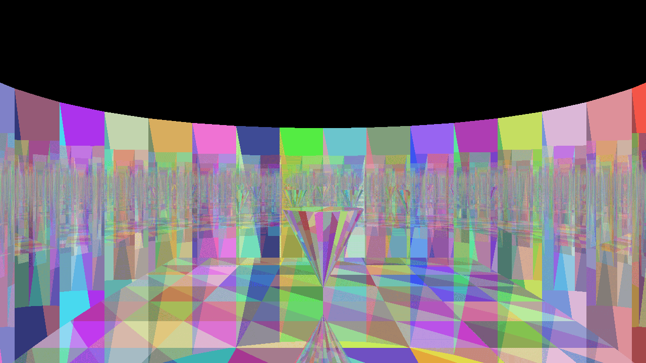 output of the raytracer showing reflective cone in a larger reflective cylinder